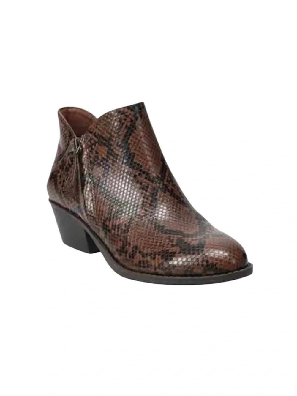 Women's Brown Snakeskin Ankle Booties